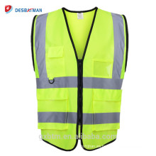 Neon Yellow Hi Vis chaleco chaleco para usar sobre otras prendas construcción Reflective trabajo chaleco de seguridad con muchas bolsillos